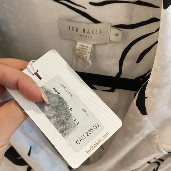 Ted Baker London white and black silk belted top - Picture 3 of 3